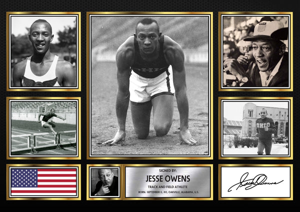 Jesse Owens Olympians Framed Printed Signature Print – Fan Gift – Wall Art – Reproduction Print