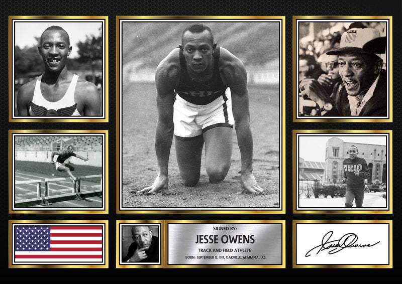 Jesse Owens Olympians Framed Autographed Print - Limited Edition Autograph Fan Gift – Collectible Memorabilia Merchandise