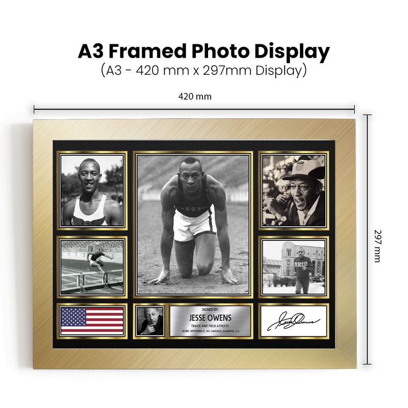 Jesse Owens Olympians Framed Autographed Print - Limited Edition Autograph Fan Gift – Collectible Memorabilia Merchandise