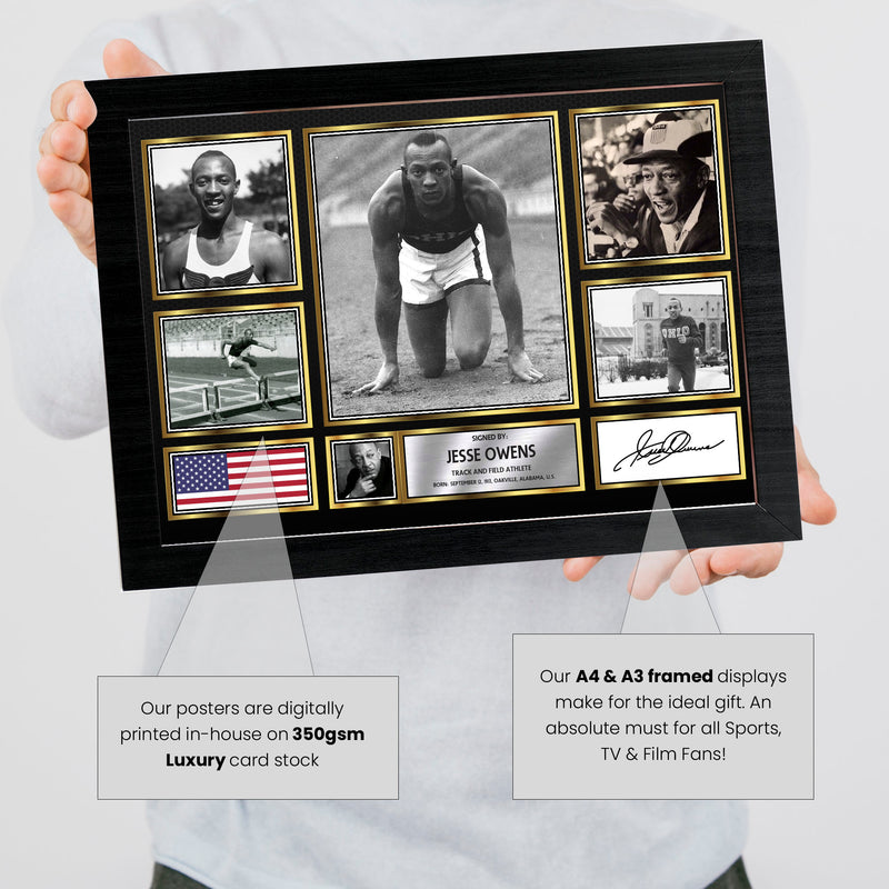 Jesse Owens Olympians Framed Autographed Print - Limited Edition Autograph Fan Gift – Collectible Memorabilia Merchandise