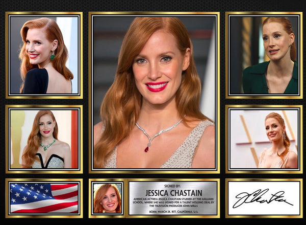 Jessica Chastain Actors Framed Printed Signature Print – Fan Gift – Wall Art – Reproduction Print
