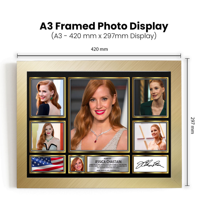 Jessica Chastain Actors Framed Autographed Print - Limited Edition Autograph Fan Gift – Collectible Memorabilia Merchandise