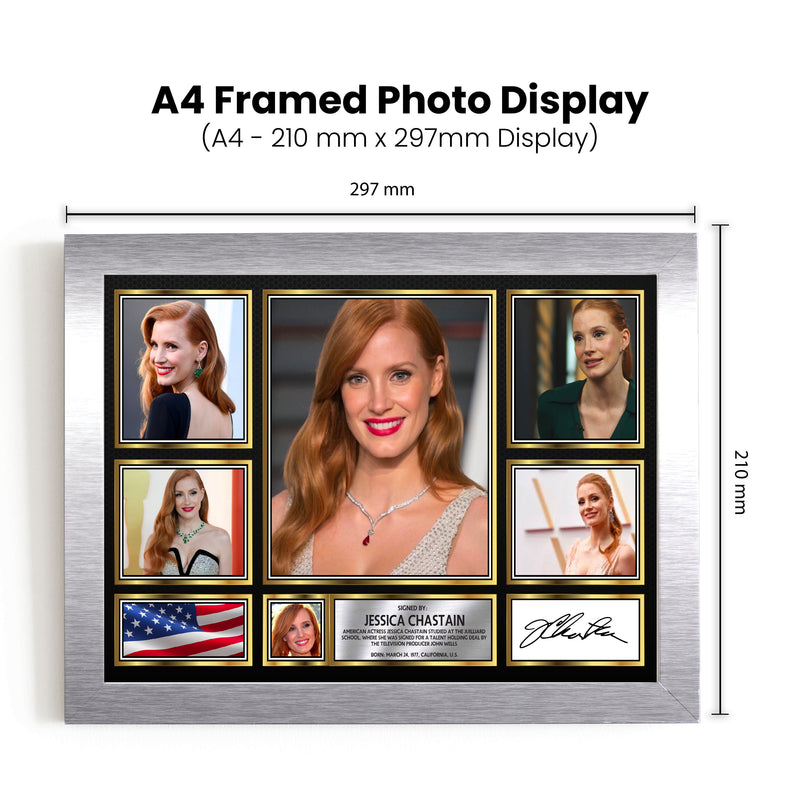 Jessica Chastain Actors Framed Autographed Print - Limited Edition Autograph Fan Gift – Collectible Memorabilia Merchandise