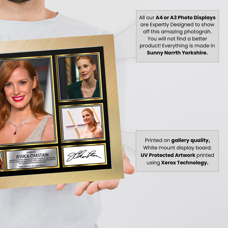 Jessica Chastain Actors Framed Autographed Print - Limited Edition Autograph Fan Gift – Collectible Memorabilia Merchandise