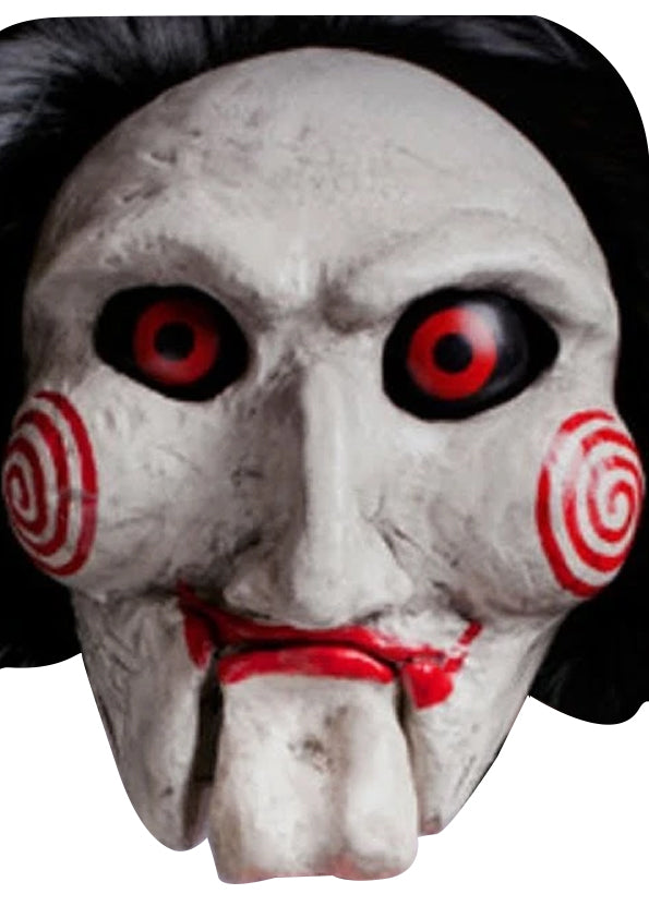 Jigsaw - Saw Puppet Celebrity Face Mask Fancy Dress Cardboard Costume Mask – Jigsaw - Saw Puppet Face Mask