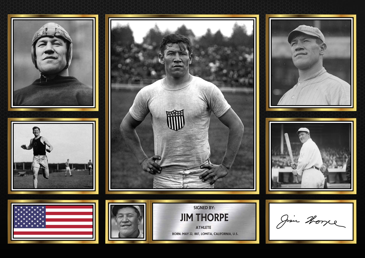 Jim Thorpe Olympians Framed Printed Signature Print – Fan Gift – Wall Art – Jim Thorpe Olympians Framed Printed Signature Print – A4 Poster