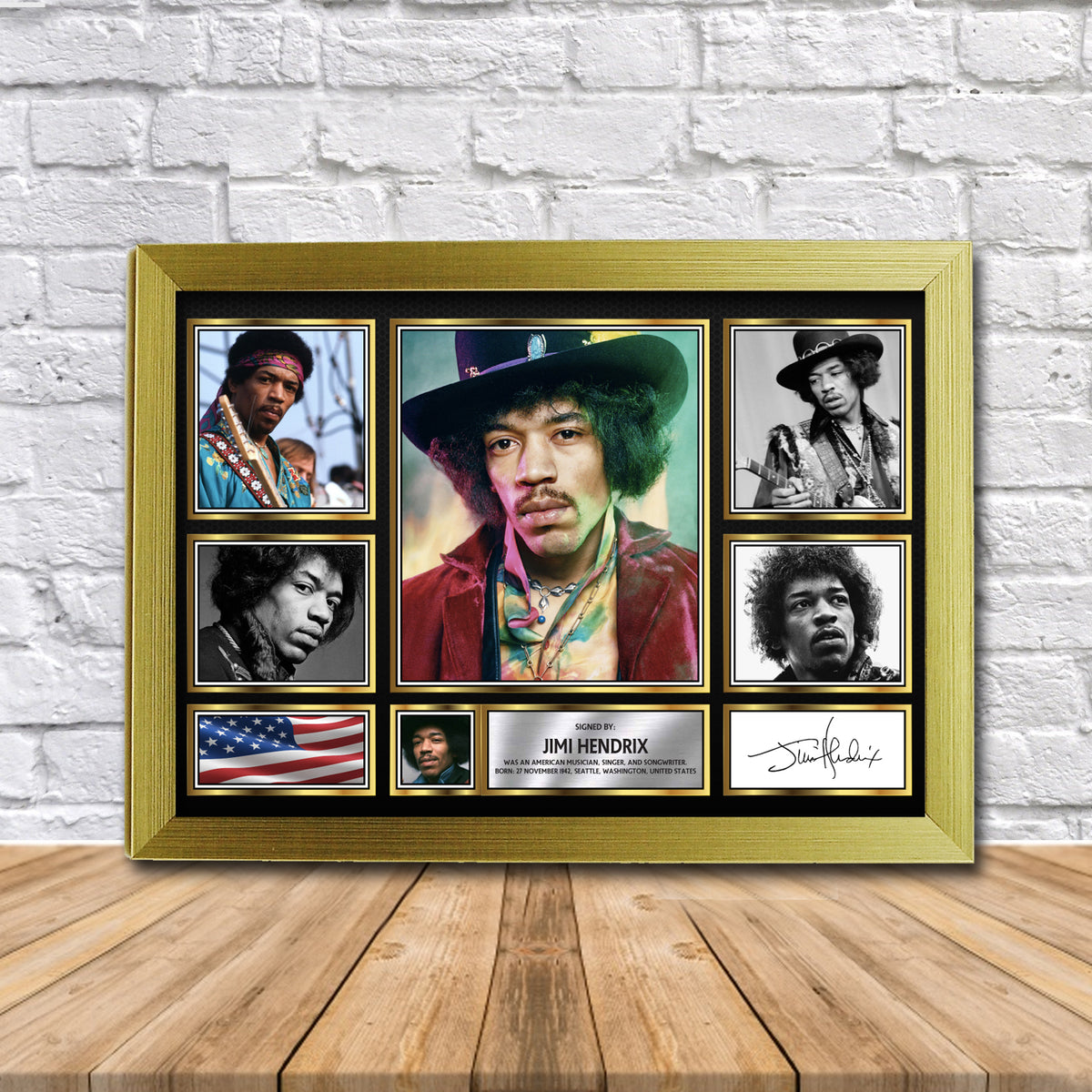 Jimi Hendrix Music Gift Framed Printed Signature Star Poster Print Wall Art Gift
