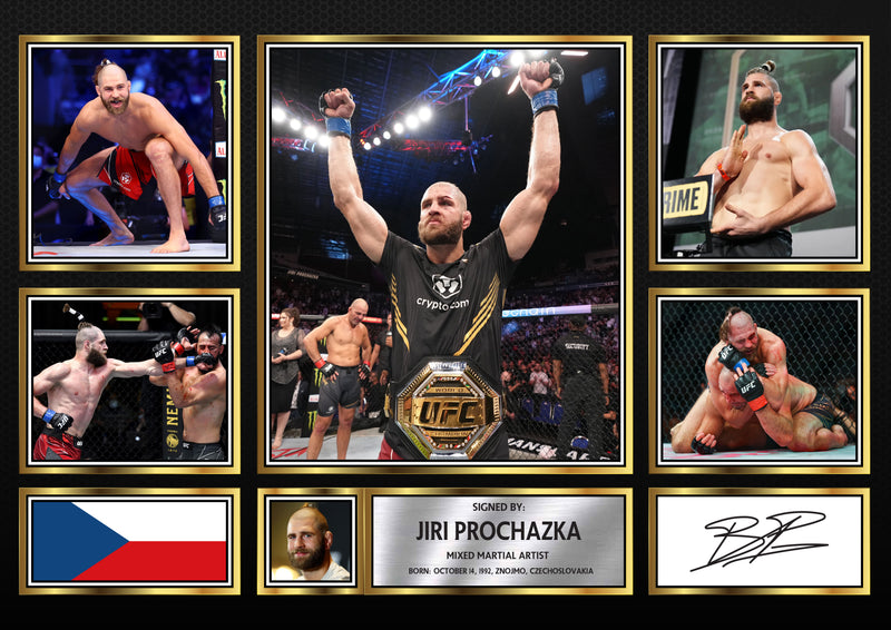 Jir¡ Proch zka UFC FIighters Framed Autographed Print - Limited Edition Autograph Fan Gift – Collectible Memorabilia Merchandise