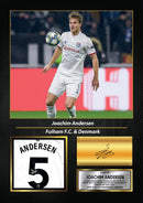 Joachim Andersen Signed Football Memorabilia – Framed Autograph Display with Fulham & Denmark Tribute – Collector’s Gift