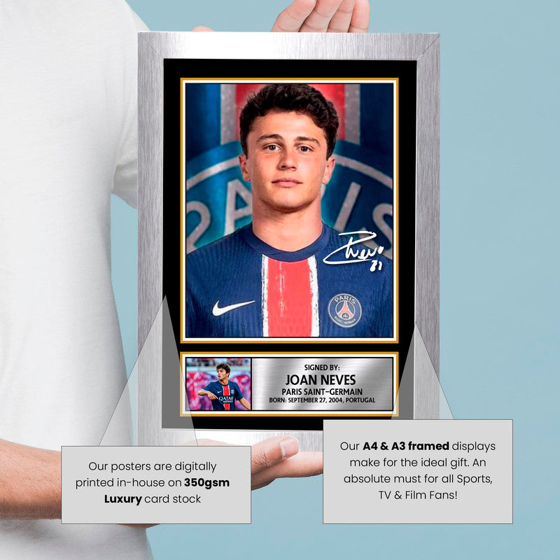 João Neves Signed Autograph Poster Print – Benfica & Portugal Football Memorabilia – Gift for Fans