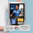 João Pedro Printed Signed Poster – Chelsea FC & Brazil Forward Tribute Wall Art with Jersey & Bio Plaque – Premier League Football Memorabilia for Fans & Collectors