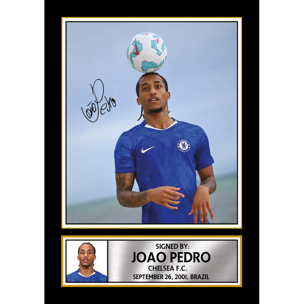 Joao Pedro Printed Signature Poster Print – Chelsea F.C. Forward Football Wall Art – Wall Art Tribute for Fans & Collectors