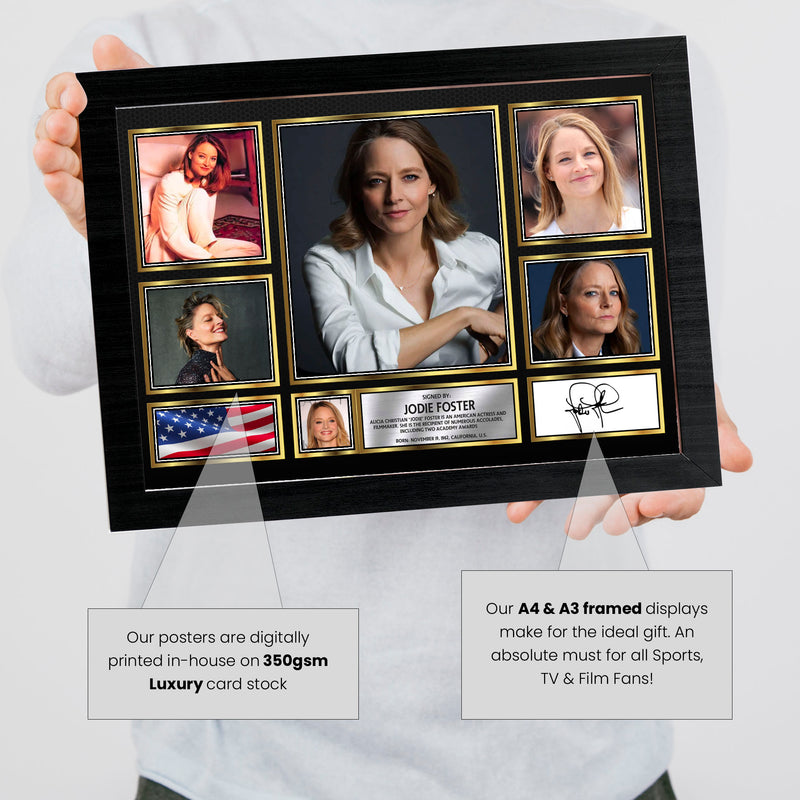 Jodie Foster Actors Framed Autographed Print - Limited Edition Autograph Fan Gift – Collectible Memorabilia Merchandise