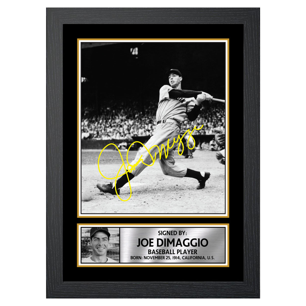 Joe DiMaggio 2 Baseball Player Printed Signature Poster Print Gift