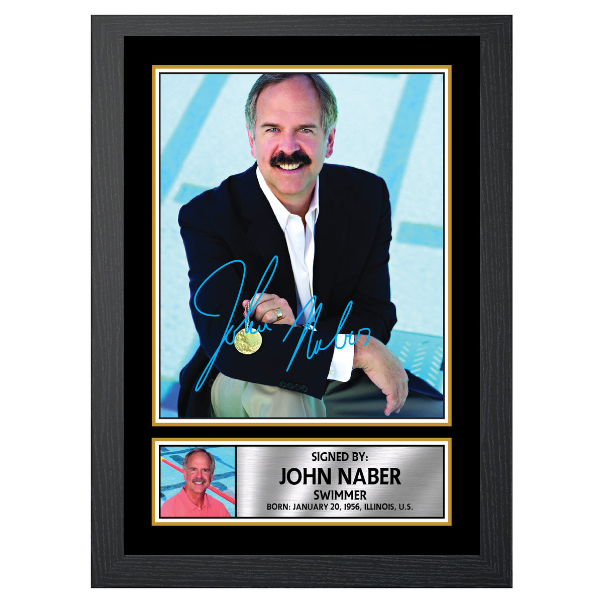 John Naber M465 Swimmer Printed Signature Poster Print Gift