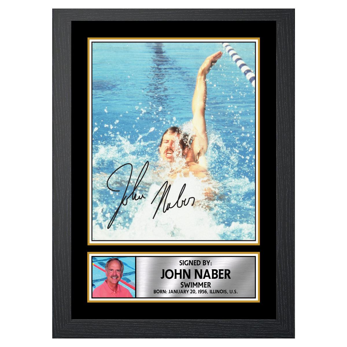 John Naber M466 Swimmer Printed Signature Poster Print Gift