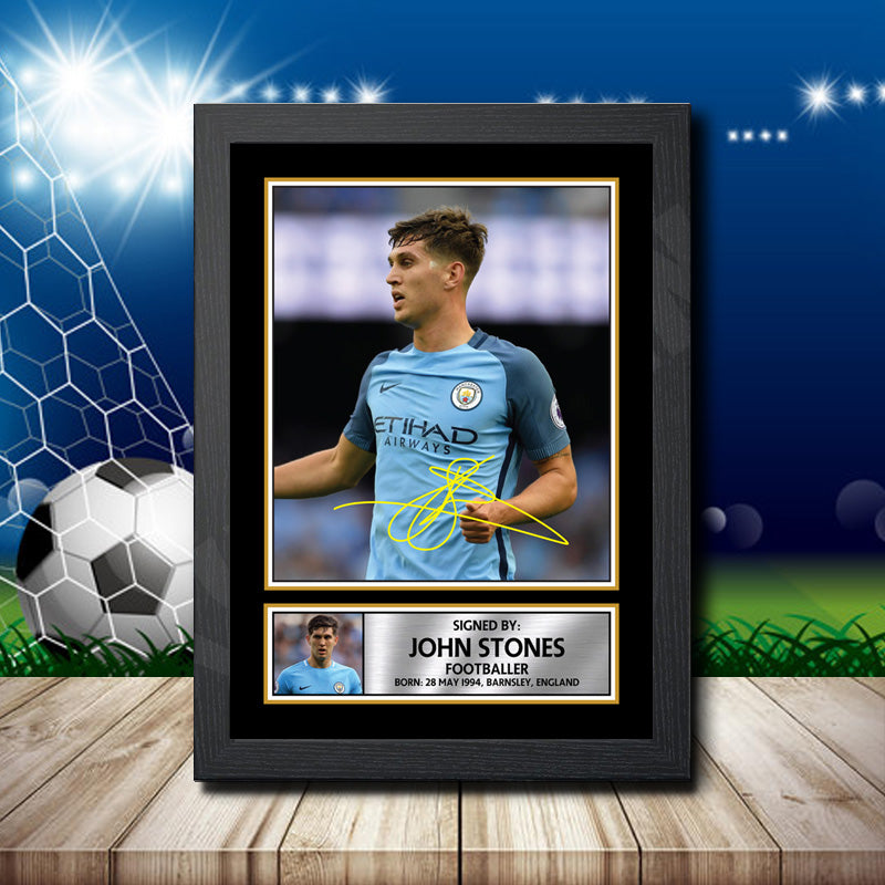 John Stones 4 Printed Signature Footballers Star Poster Print Framed Wall Art Gift – John Stones 4 Printed Signature Footballers Star Poster Print