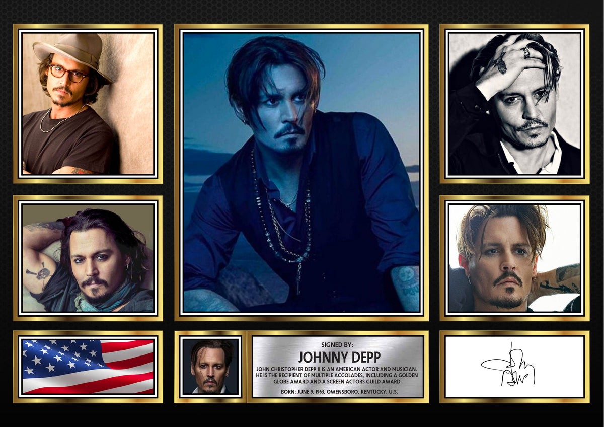Johnny Depp Pirates Of The Caribbean 2017 – Printed Signature Movie Star Print – Johnny Depp Pirates Of The Caribbean 2017 – A4 Poster