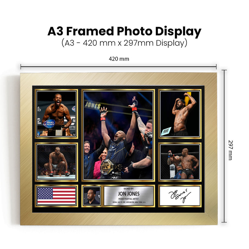 Jon Jones UFC FIighters Framed Autographed Print - Limited Edition Autograph Fan Gift – Collectible Memorabilia Merchandise