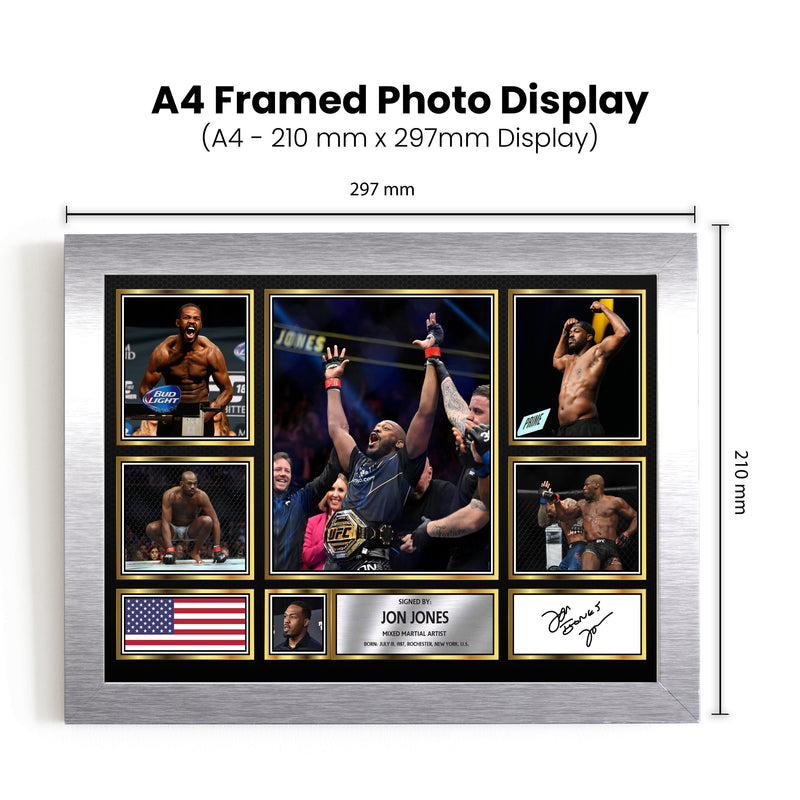 Jon Jones UFC FIighters Framed Autographed Print - Limited Edition Autograph Fan Gift – Collectible Memorabilia Merchandise