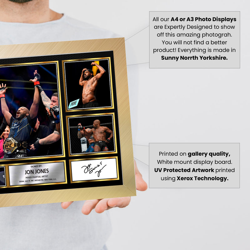 Jon Jones UFC FIighters Framed Autographed Print - Limited Edition Autograph Fan Gift – Collectible Memorabilia Merchandise