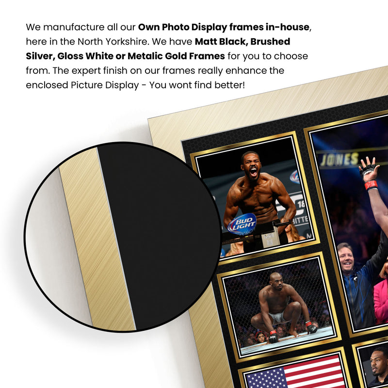 Jon Jones UFC FIighters Framed Autographed Print - Limited Edition Autograph Fan Gift – Collectible Memorabilia Merchandise