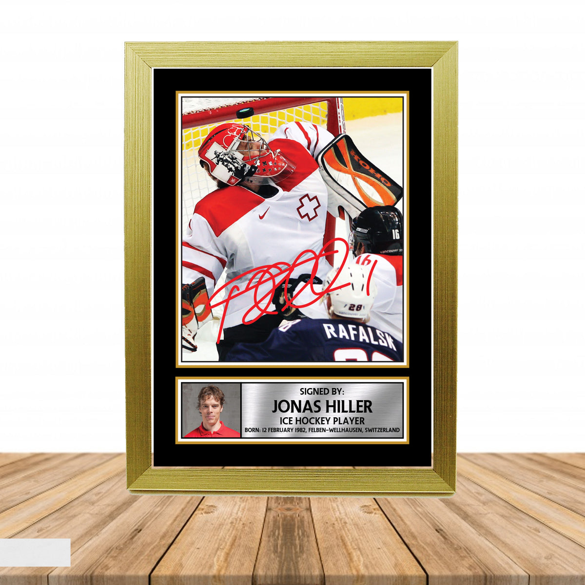Jonas Hiller Ice Hockey Printed Signature Poster Print Gift