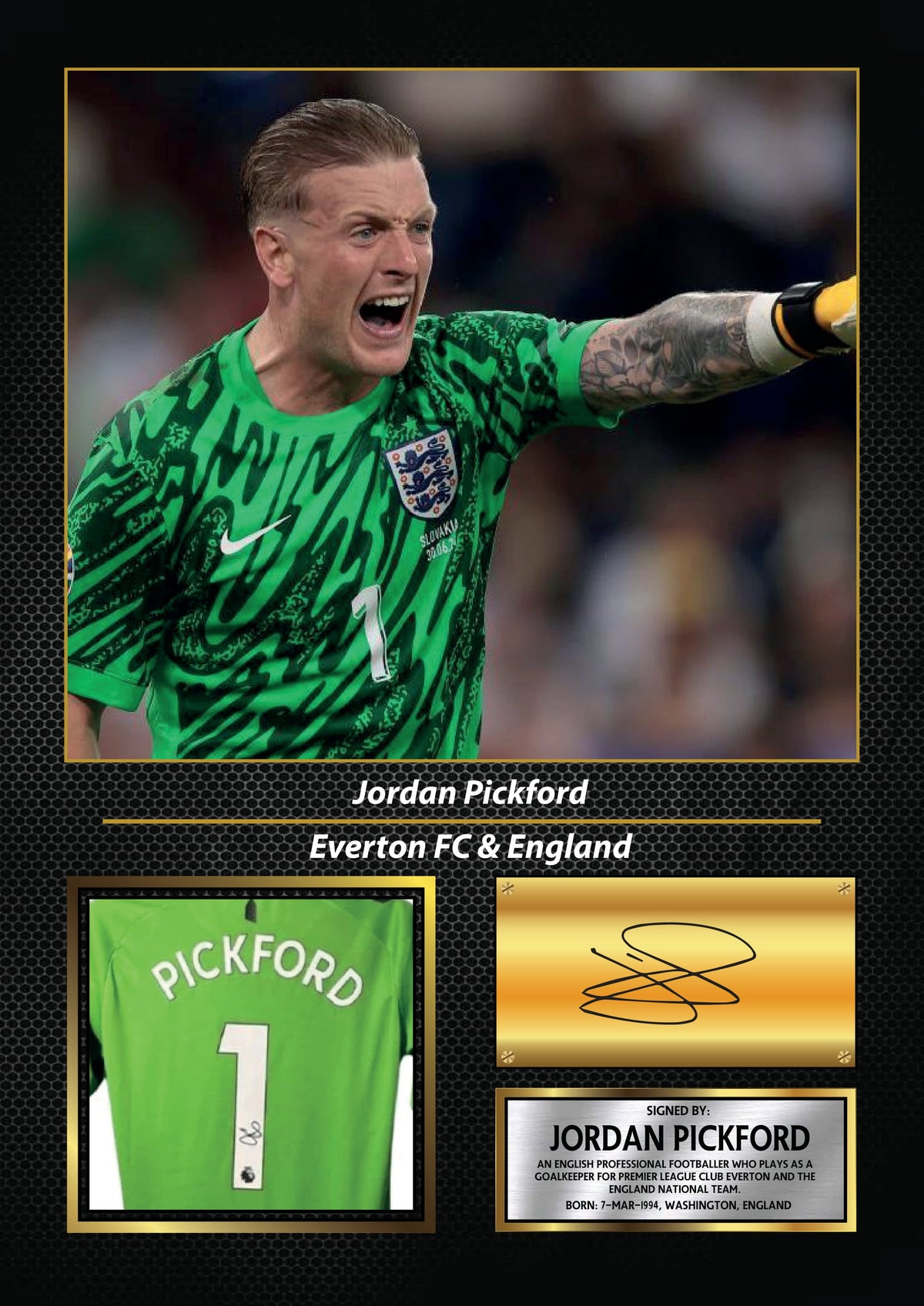 Jordan Pickford Printed Signature Poster