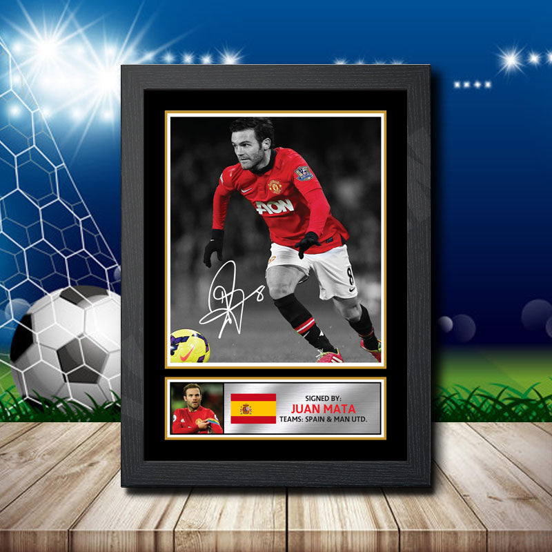 Juan Mata Silver Printed Signature Footballers Star Poster Print Framed Wall Art Gift – Juan Mata Silver Printed Signature Footballers Star Poster Print