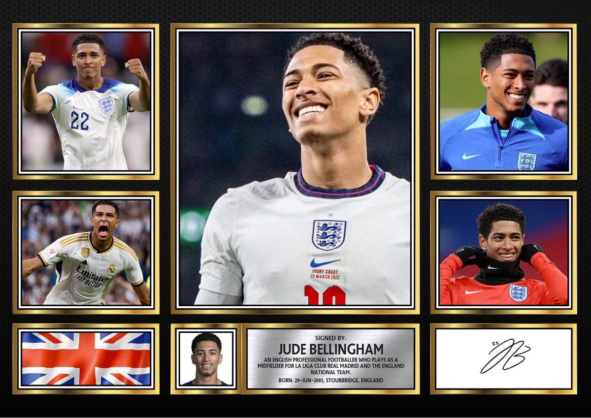 Jude Bellingham Top Footballer Printed Signature Print Landscape – A4 Poster