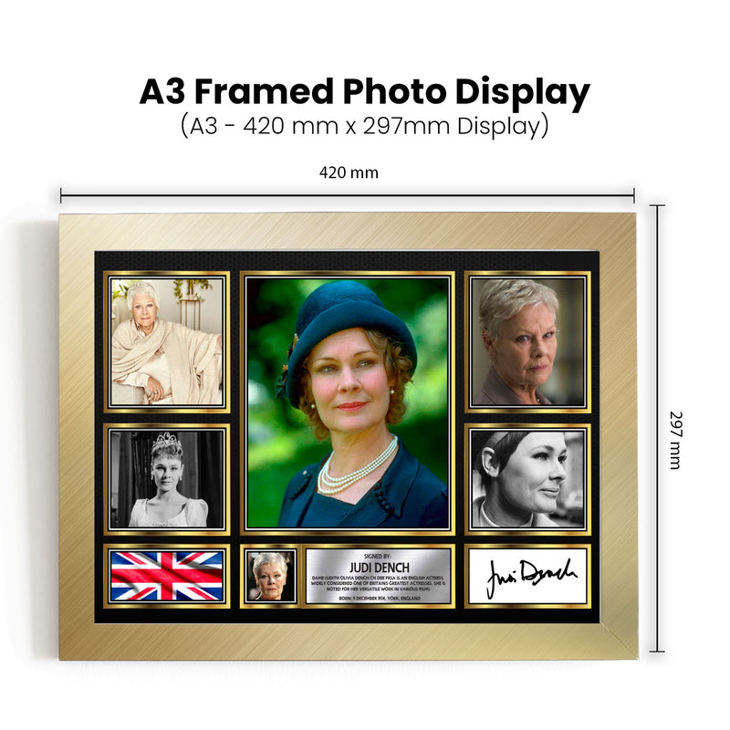 Judi Dench Actors Framed Autographed Print - Limited Edition Autograph Fan Gift – Collectible Memorabilia Merchandise