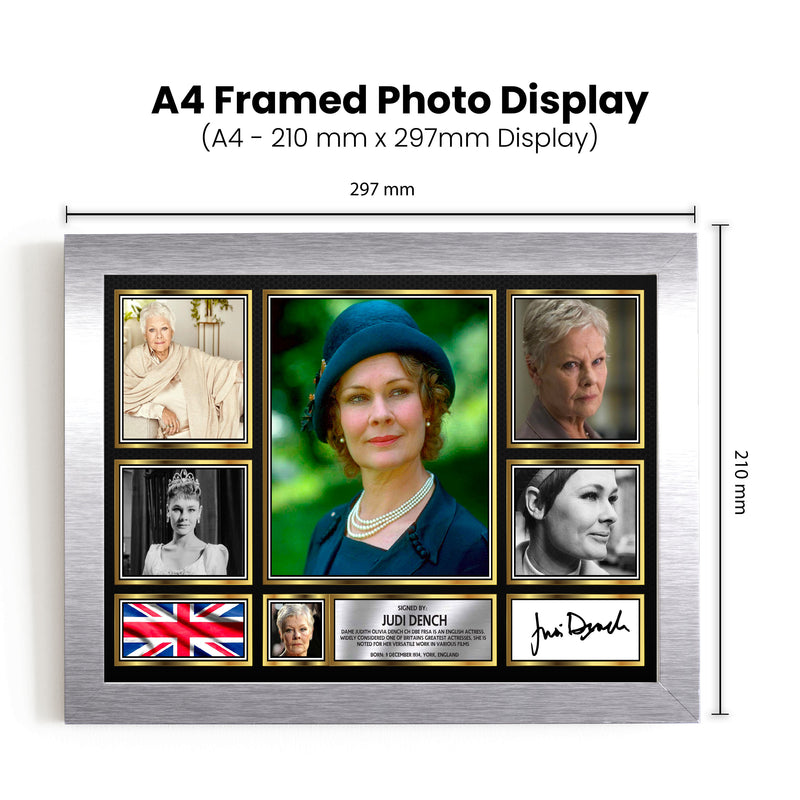 Judi Dench Actors Framed Autographed Print - Limited Edition Autograph Fan Gift – Collectible Memorabilia Merchandise