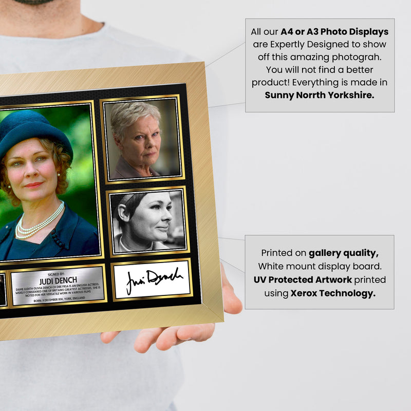 Judi Dench Actors Framed Autographed Print - Limited Edition Autograph Fan Gift – Collectible Memorabilia Merchandise