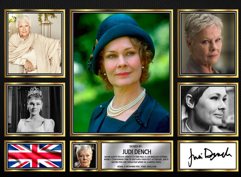 Judi Dench Actors Framed Autographed Print - Limited Edition Autograph Fan Gift – Collectible Memorabilia Merchandise