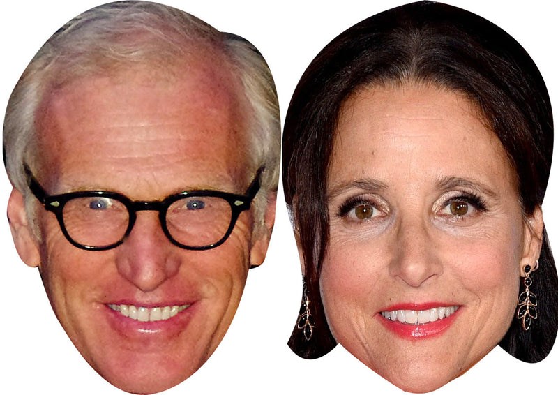 Julia Louis-Dreyfus and Brad Hall Celebrity Couple Face Mask Fancy Dress - High-Quality Cardboard Masks for Any Occasion