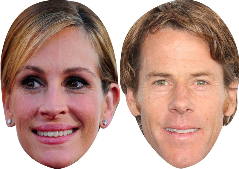 Julia Roberts and Danny Moder Celebrity Couple Face Mask Fancy Dress - High-Quality Cardboard Masks for Any Occasion