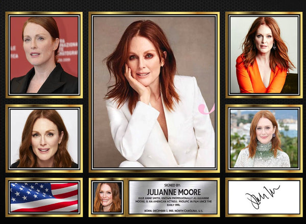 Julianne Moore Actors Framed Printed Signature Print – Fan Gift – Wall Art – Reproduction Print