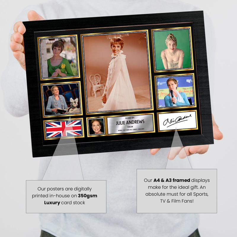 Julie Andrews Singers Framed Autographed Print - Limited Edition Autograph Fan Gift – Collectible Memorabilia Merchandise