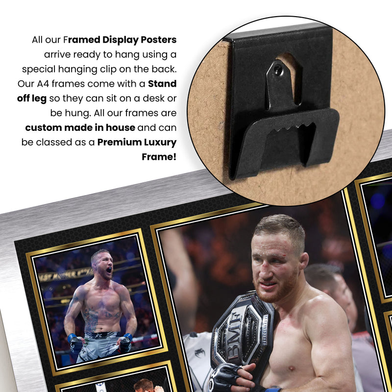 Justin Gaethje UFC FIighters Framed Autographed Print - Limited Edition Autograph Fan Gift – Collectible Memorabilia Merchandise