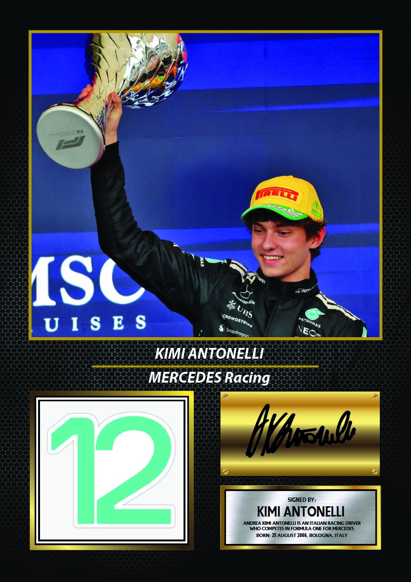 Kimi Antonelli Racing Driver Printed Signature Print – kimi Antonelli printed signature poster