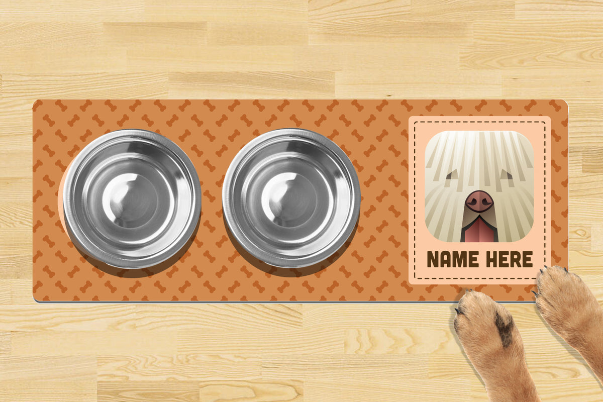 Personalised Dog Breed Dog Bowl Mat 880mm x 300mm2 Bowl Design - KOMODOR