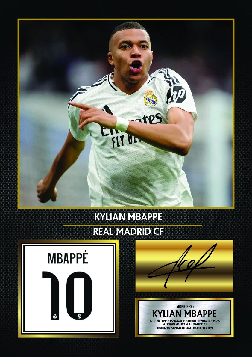 Kylian Mbappe Real Madrid Footballer Printed Signature Print – kylian Mbappe printed signature poster