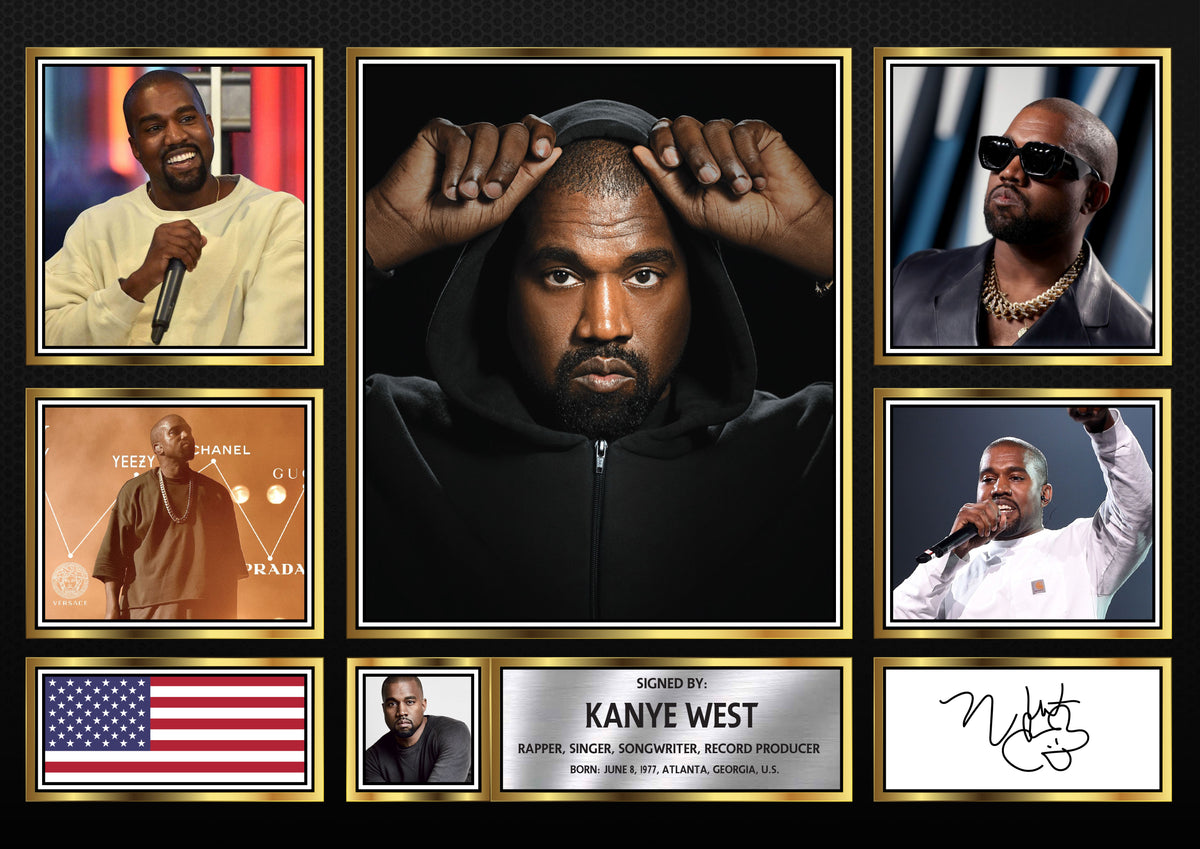 Rappers Kanye West Framed Printed Signature Print – Fan Gift – Wall Art – Rappers Kanye West Framed Printed Signature Print – A4 Poster