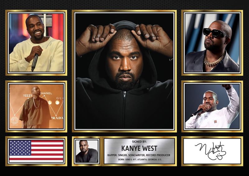 Rappers Kanye West Framed Autographed Print - Limited Edition Autograph Fan Gift – Collectible Memorabilia Merchandise