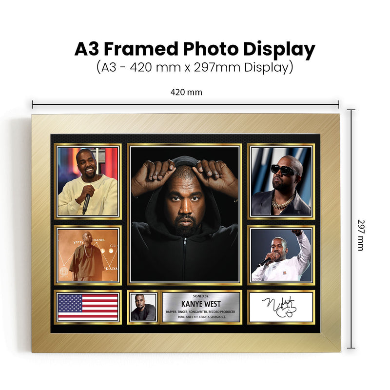 Rappers Kanye West Framed Autographed Print - Limited Edition Autograph Fan Gift – Collectible Memorabilia Merchandise