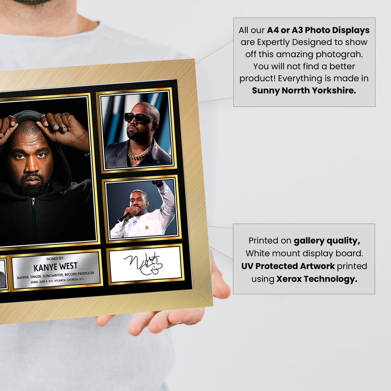 Rappers Kanye West Framed Autographed Print - Limited Edition Autograph Fan Gift – Collectible Memorabilia Merchandise