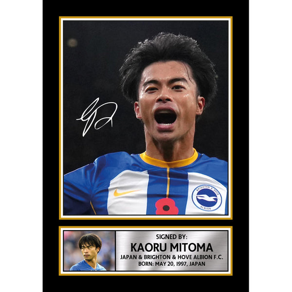 Kaoru Mitoma Printed Signature Portrait Poster Print – Japan & Brighton & Hove Albion F.C. – Football Wall Art Gift for Fans & Collectors