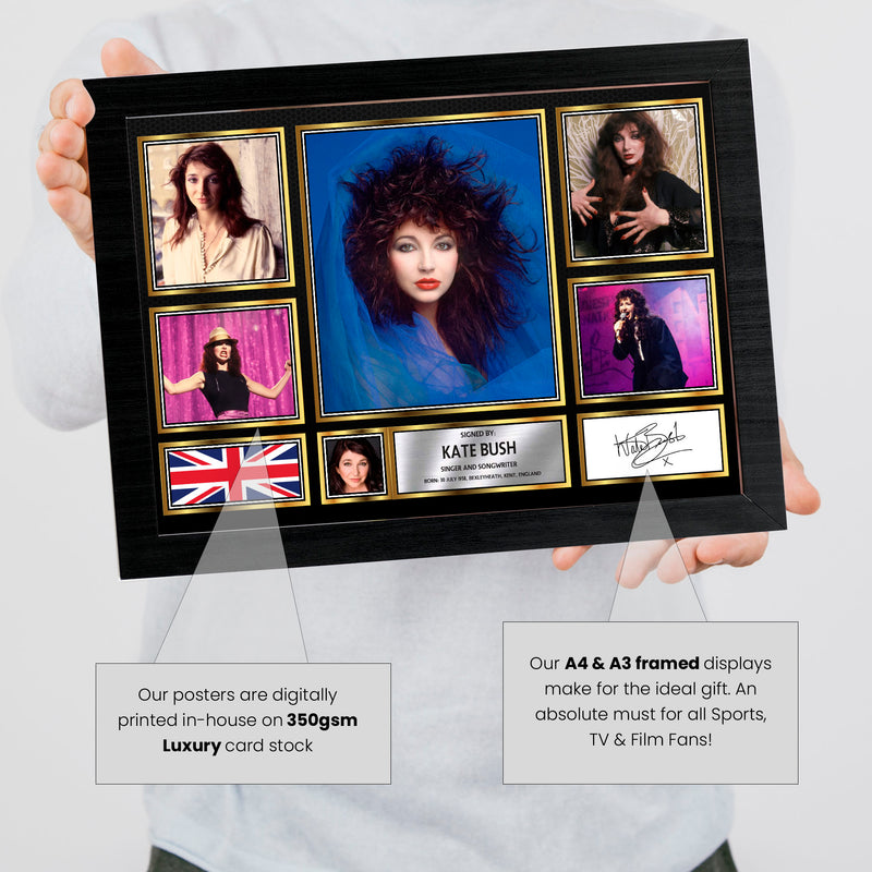 Kate Bush Singers Framed Autographed Print - Limited Edition Autograph Fan Gift – Collectible Memorabilia Merchandise