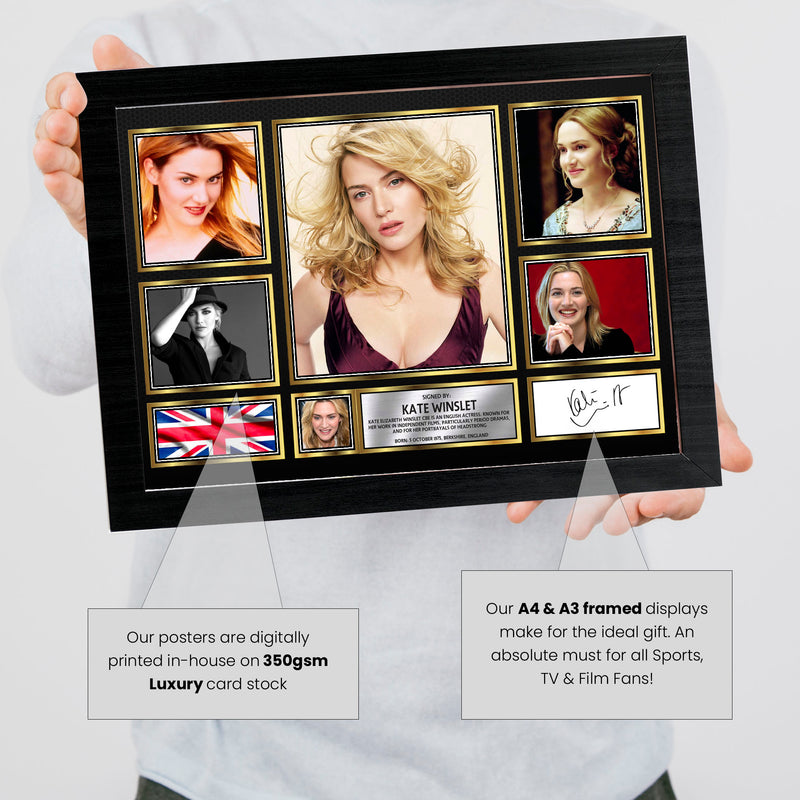 Kate Winslet Actors Framed Autographed Print - Limited Edition Autograph Fan Gift – Collectible Memorabilia Merchandise