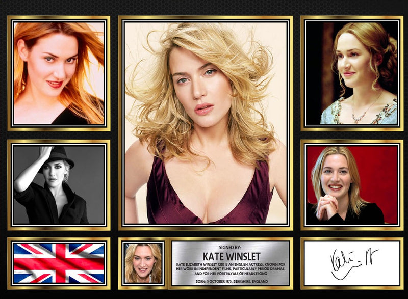 Kate Winslet Actors Framed Autographed Print - Limited Edition Autograph Fan Gift – Collectible Memorabilia Merchandise